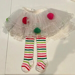 Mudpie baby Christmas tights and tulle skirt size 12-18mo